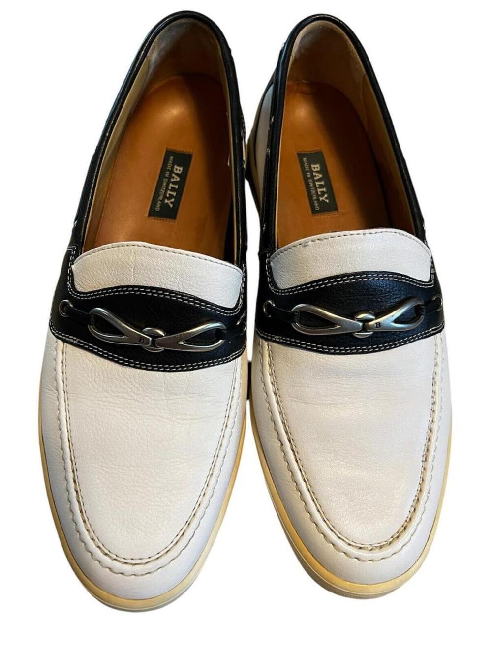 Vintage Bally Switzerland Two Tone Spectator Loafers Black White Horsebit 9.5D